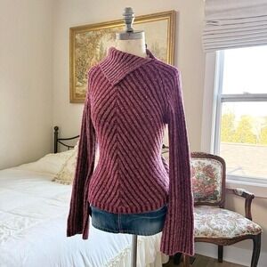 Boho  sweater  y2k so maroon ribbed sweater size large
